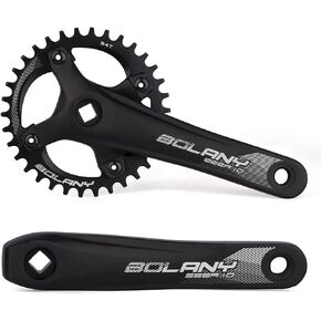 BOLANY MTB 170mm Square Taper Crankset 104BCD Narrow Wide Tooth Chainring with 32T/34T/36T /38T/40T/42T Mountain Bike Single Round Chainring and Crankset