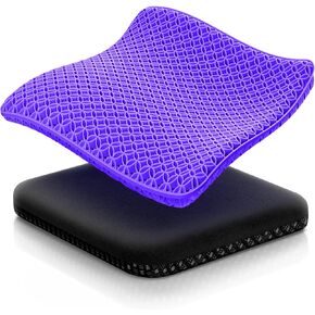Seat Cushion, Thickened Big Gel Seat Cushion, Strong Support, Sciatica & Back Pain Relief, Breathable Cool Suitable as Office Chair Cushion, Car Seat Cushion, Wheelchair Cushions, 2 Non-Slip Covers