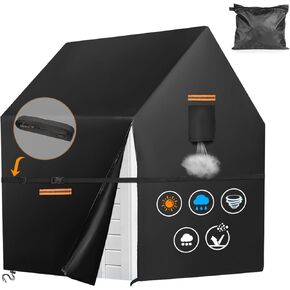 Outdoor Playhouse Cover,420D Heavy Duty Waterproof Cover for Wooden Kids' Playhouse Outside,Universal Toddler Play Houses Backyard Cover with Side Zipper,Air Vent,4 Reflective Strips,Windproof Buckle
