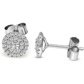 1/5 Carat - 1/2 Carat | 14K White Gold | Lab Grown Halo Diamond Stud Earrings | Round Shape Diamond Prong Setting Friendly Diamonds Earrings | G-H Color, SI1 Clarity