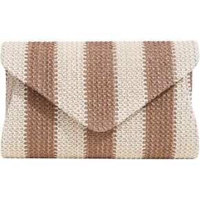 Obosoyo Straw Crossbody Bag Straw Clutch Women Woven Straw Shoulder Bags Summer Beach Envelope Purse Wallet