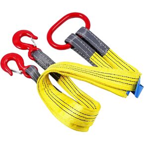 Lifting Slings Straps with Hooks, 3.3 Feet Two Leg Bridle Web Sling, 13227 Pounds Capacity, Polyester Webbing Purple Rigging Straps for Engines, Cranes, Hoists