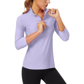 Soneven Womens 3/4 Sleeve Shirt UPF 50+ Moisture Wicking Golf Polo Shirt for Casual Work
