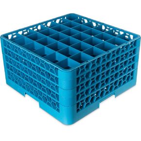 Carlisle FoodService Products RG9-214 OptiClean 9 Compartment Glass Rack with 2 Extenders, 5-13/16" Compartments, Blue (Pack of 3)