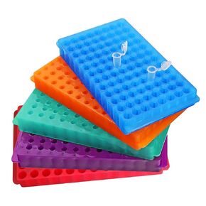 5PCS Tube Rack,Test Tube Rack with Double Panel 96 Positions for Microcentrifuge Tubes 0.5ml/1.5ml/2ml and Refrigeration Tubes 1.8ml
