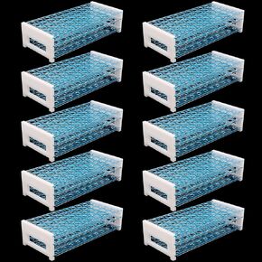 10 Pack 50 Holes Plastic Test Tube Rack, Detachable Lab Test Tube Rack for 13mm -16mm Tubes, Science Test Tube Holder for Experiments, Candy Liquids Storage, Light Blue