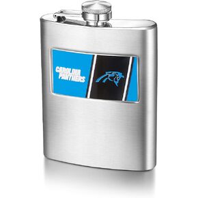 NFL Carolina Panthers 8-Ounce Matte Finished Stainless Steel Hip Flask with Rectangular Team Emblem and Funnel
