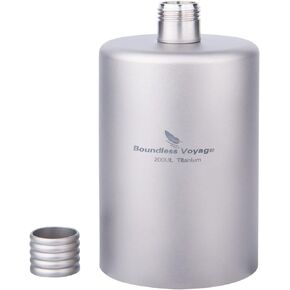 Boundless Voyage Titanium Hip Flask Pocket Flagon Camping Portable Alcohol Bottle Drink Sports Water Bottle 200ml/6.7oz-Ti3068D