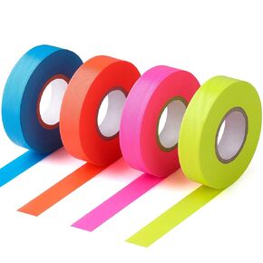 Flourescent Flagging Tape, Non-Adhesive Plastic Ribbon Neon Marking Roll, for Tree Marking, Hunting Trail Tape, Boundaries and Hazardous Areas Marking, 4 Colors 0.78'' X 200'
