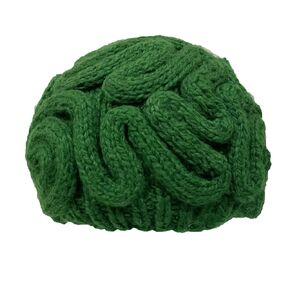 BIBITIME Unisex Handmade Knitted Brain Beanie Cap Halloween Hat (Large for Adult, Beige)