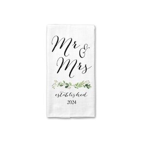 | Custom Wedding Year 2024 Towel | Wedding Gift | Personalized Dish Towel | Engagement Present | Towels for Bathroom, Kitchen and Special Gifts