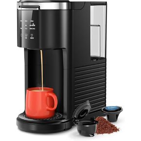 Kismile Single Serve Coffee Maker, 2 in 1 Coffee Machine for K-Cup & Ground Coffee, 6 to 14oz Brew Sizes, Pod Coffee Makers with 40oz Removable Water Reservoir,LCD Screen,Self-cleaning,Black in Kuwait