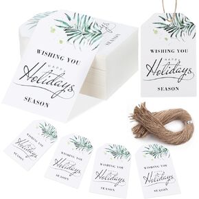 SallyFashion 75PCS Thank You Gift Tags, Kraft Paper Tags with String Floral Personalized Gift Tags for Wedding Birthdays Party Gift Baby Shower Bridal Shower