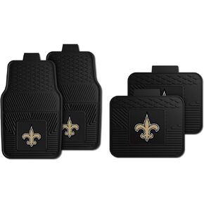 Fanmats New Orleans Saints Set of 4 Car Mats for Cars, SUV, Pickups - All Weather Technology Protection, Deep Reservoir Design, Universal Fit - 3D NFL Team Logo - 29"x17" Front - 14"x17" Rear Mat