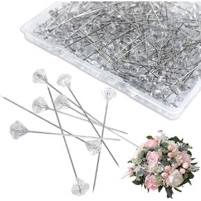 220PCS 2 Inch Diamond Rhinestones Pins Floral Flower Corsage Boutonniere Crystal Head Bouquet Clear Straight Pins for Wedding Bridal Hair DIY Decoration Accessories Jewelry Craft