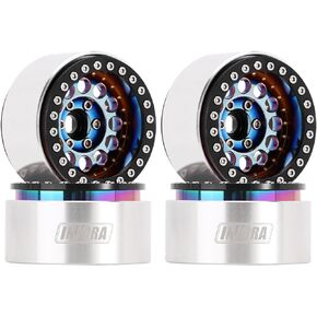 INJORA 1.9" Beadlock Wheel Rim - 153g Super Heavy Brass & Aluminum Deep Dish Wheel for 1/10 RC Crawler SCX10 TRX4 VS4-10 Gen8 (Silver)