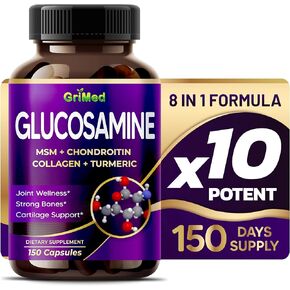 Glucosamine 12,000mg - X12 Power with MSM, Chondroitin, Collagen, Turmeric for Joint Wellness, Strong Bones, Cartilage Support - USA Made & Tested