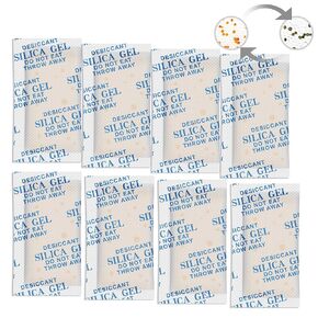 LotFancy Silica Gel Packets, 50 Gram 15 Packs Rechargeable Desiccant Packs for Storage, Moisture Absorber Drying Bags with Orange Indicator, Non-Toxic