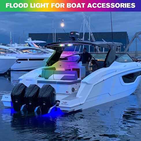 RGB Marine LED Light Bar Flood Spotlight، 2PCS 12V 80W 8000LM متعدد الألوان، 6.3 بوصة أضواء الفيضانات للقوارب البحرية لرسو السفن، قوس ملون / 316SS لشاحنة القارب ATV SUV على الطرق الوعرة in Kuwait