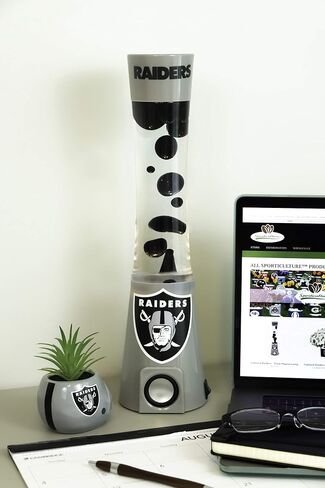 Elevate Fan Experience: Las Vegas Raiders Magma Lamp Speaker - Officially Licensed, Bluetooth, 30-50’ Range, Glass & Plastic Build, 240V/120V, Includes 25-30w Bulb, Quality Sound & Visuals! in Saudi Arabia