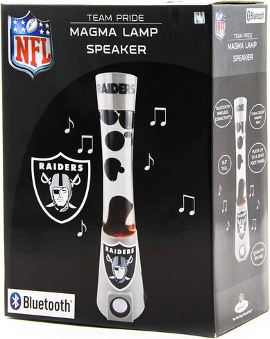 Elevate Fan Experience: Las Vegas Raiders Magma Lamp Speaker - Officially Licensed, Bluetooth, 30-50’ Range, Glass & Plastic Build, 240V/120V, Includes 25-30w Bulb, Quality Sound & Visuals! in Saudi Arabia
