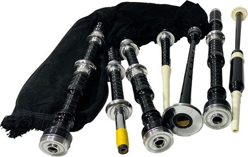 Premium Quality Scottish Highland Bagpipes Silver Mounts Black Velvet Cover Free Bag Instruction Book in Kuwait