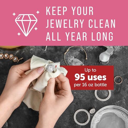 Maplefield Ultrasonic Jewelry Cleaner Solution - 16 oz Concentrated Bottle - Compatible with Diamond, Gold, Silver, and Gemstone Cleaning in Ultrasonic Machines - High-Efficiency Formula in Saudi Arabia