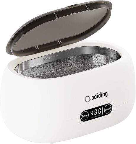 منظف ​​المجوهرات بالموجات فوق الصوتية من Adiding، منظف النظارات الحلقية الصوتية 650 مل، آلة تنظيف أطقم الأسنان الاحترافية مع 5 مؤقتات رقمية، وضع ديغا 45 كيلو هرتز، آلة تنظيف العملات المعدنية المحمولة، ساعة الأقراط والقلائد in Kuwait