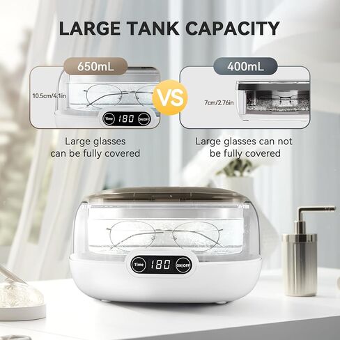منظف ​​المجوهرات بالموجات فوق الصوتية من Adiding، منظف النظارات الحلقية الصوتية 650 مل، آلة تنظيف أطقم الأسنان الاحترافية مع 5 مؤقتات رقمية، وضع ديغا 45 كيلو هرتز، آلة تنظيف العملات المعدنية المحمولة، ساعة الأقراط والقلائد in Kuwait