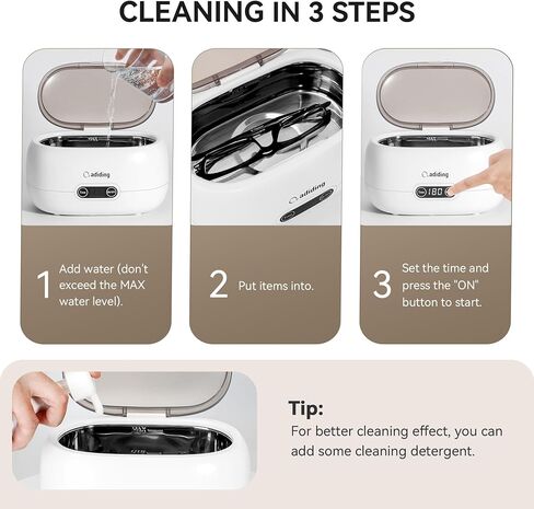 منظف ​​المجوهرات بالموجات فوق الصوتية من Adiding، منظف النظارات الحلقية الصوتية 650 مل، آلة تنظيف أطقم الأسنان الاحترافية مع 5 مؤقتات رقمية، وضع ديغا 45 كيلو هرتز، آلة تنظيف العملات المعدنية المحمولة، ساعة الأقراط والقلائد in Kuwait