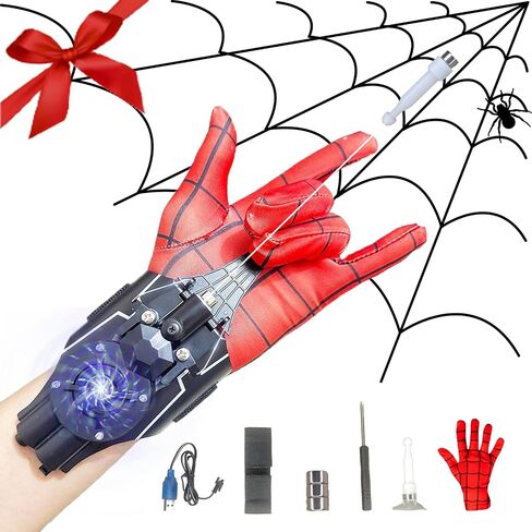 الاستكشاف بسهولة: Spider Web Shooter - قابل لإعادة الشحن عبر USB، نطاق 9.7 قدم، استرجاع بزر واحد، أكواب شفط مزدوجة الوظائف ومغناطيس in Saudi Arabia