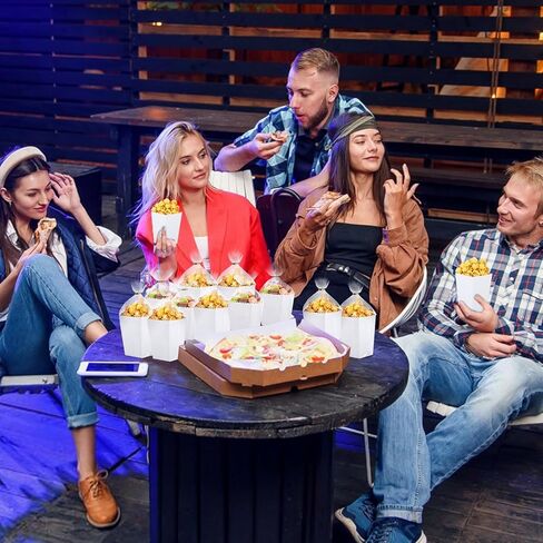 120 قطعة من علب الفشار الصغيرة، 2.2 × 4.2 × 3 بوصة، أكواب فشار ورقية صغيرة مع كيس سيلوفان شفاف، صناديق فشار بيضاء للاستعمال مرة واحدة للحفلات in Kuwait