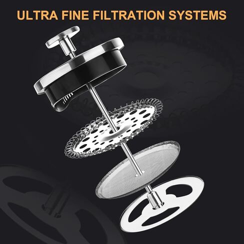 ماكينة صنع القهوة الفرنسية بالضغط من باراسيتي، ماكينة ضغط قهوة صغيرة بفلتر من الفولاذ المقاوم للصدأ 18/8 وزجاج مقاوم للحرارة، ماكينة صنع القهوة الباردة المحمولة 12 أونصة للسفر والهدية المنزلية، خالية من مادة BPA (فضي) in Kuwait