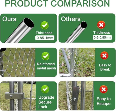 Large Outdoor Metal Dog Kennel with Waterproof Cover, Galvanized Steel Dog House, Dogs Cage & Dog Enclosures for Backyard Farm Use(9.8 * 9.8 * 5.6FT) in Kuwait