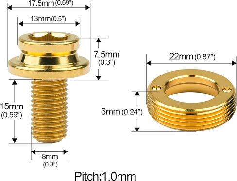 Titanium M8x15mm Bicycle Crank Arm Fixing Bolt with Cap for Square Taper Bottom Bracket Screws Pack of 2 (Rainbow) in Saudi Arabia