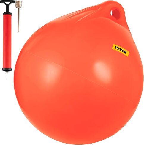 VEVOR Boat Buoy Ball, 27" Diameter Inflatable Heavy-Duty Marine-Grade Vinyl Marker Buoy, Round Boat Mooring Buoy, Anchoring, Rafting, Marking, Fishing, Orange in Saudi Arabia