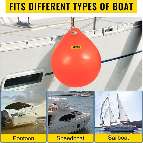 VEVOR Boat Buoy Ball, 27" Diameter Inflatable Heavy-Duty Marine-Grade Vinyl Marker Buoy, Round Boat Mooring Buoy, Anchoring, Rafting, Marking, Fishing, Orange in Saudi Arabia