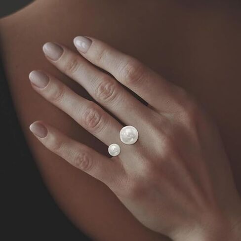 Two Pearl Ring for Women, Birthstone Jewelry Gift for Her, Anniversary in Saudi Arabia