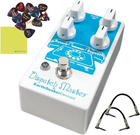 EarthQuaker Devices Dispatch Master® Digital Delay & Reverb Bundle w/2x Strukture S6P48 Woven Right Angle Patch Cables, 12x Guitar Picks and Liquid Audio Polishing Cloth in Saudi Arabia