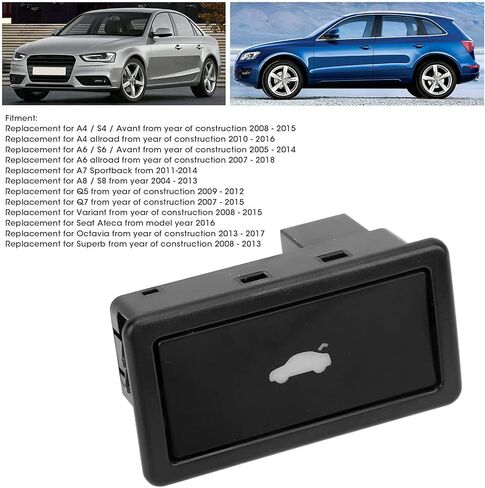 مفتاح تحرير فتحة الصندوق الخلفي، زر ضغط الباب الخلفي، مفتاح تحرير مزلاج الباب الخلفي 3D0959831D بديل لـ A4 S4 A6 S6 A7 A8 Q5 Q7 in Kuwait