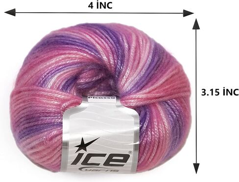 Ice Yarns Picasso Rainbow (3-Piece Pack) Blue, Purple, Green, Yellow, Orange, Pink Fuzzy with Subtle Sheen Yarn 44% Acrylic, 56% Polyester (3x1.76 Oz),(3x125 yds) in Kuwait