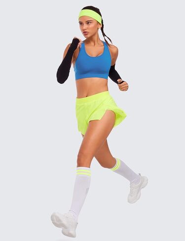 CRZ YOGA Running Shorts for Women High Waisted V Split Gym Workout Athletic Track Shorts with Mesh Liner Quick Dry in Saudi Arabia