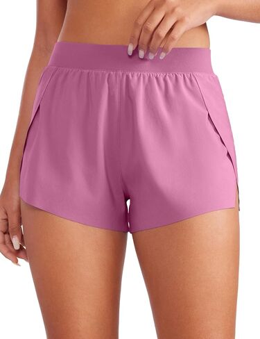 CRZ YOGA Running Shorts for Women High Waisted V Split Gym Workout Athletic Track Shorts with Mesh Liner Quick Dry in Saudi Arabia