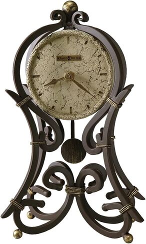 ساعة Howard Miller Lost River Accent Mantel Clock 547-729 - حديد مطاوع عتيق مع حركة كوارتز in Saudi Arabia