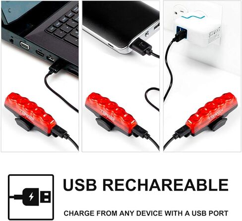 ضوء خلفي للدراجة قابل لإعادة الشحن عبر USB - إضاءة خلفية LED فائقة السطوع للدراجة مع ضوء خلفي أحمر قوي لمصباح أمان ركوب الدراجات - مقاوم للماء in Kuwait