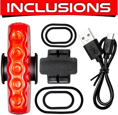 ضوء خلفي للدراجة قابل لإعادة الشحن عبر USB - إضاءة خلفية LED فائقة السطوع للدراجة مع ضوء خلفي أحمر قوي لمصباح أمان ركوب الدراجات - مقاوم للماء in Kuwait