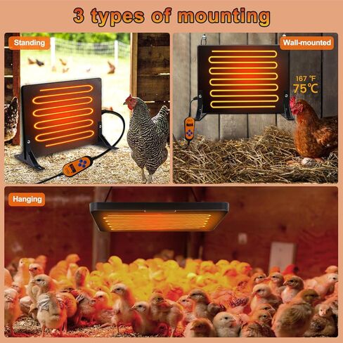 وسادة تدفئة للحيوانات الأليفة للقطط، سخان حظيرة الدجاج للكلاب 95-167 درجة فهرنهايت، درجة حرارة ومستوى طاقة قابلين للتعديل، مؤقت 0-24 ساعة، لوحة حرارية مقاومة للماء موفرة للطاقة للاستخدام الداخلي والخارجي in Kuwait