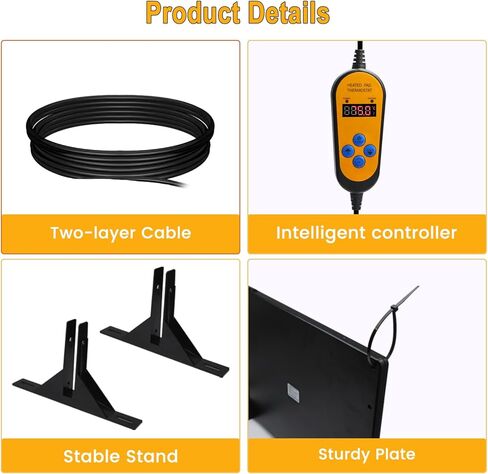 وسادة تدفئة للحيوانات الأليفة للقطط، سخان حظيرة الدجاج للكلاب 95-167 درجة فهرنهايت، درجة حرارة ومستوى طاقة قابلين للتعديل، مؤقت 0-24 ساعة، لوحة حرارية مقاومة للماء موفرة للطاقة للاستخدام الداخلي والخارجي in Kuwait