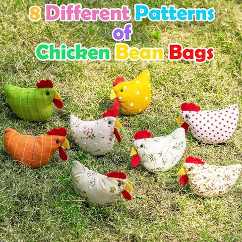 8PCS Chicken Bean Bags Toss for Kids, Nylon Cornhole Bean Bags for Tossing with 1 Carry Bag, Hen Bean Bags for Cornhole Toss Game Set, Party Favor, Carnival Game, Outdoor Toys Supplies in Saudi Arabia