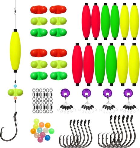 Dovesun Catfishing Tackle Making Kit Catfish Rig Accessories 102PCS/99PCS Catfish Tackle with Catfish Floats Catfish Hooks Swivels Fishing Bells in Saudi Arabia